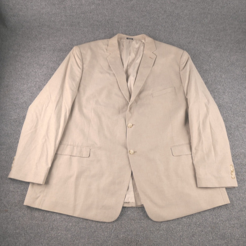 Saddlebred Blazer Men 56L Long Tan 100% Cotton Two Button Career Business Casual